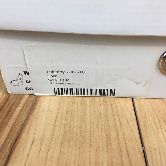 Luichiny platform heel Coral peach suede open toe - Picture 7 of 7